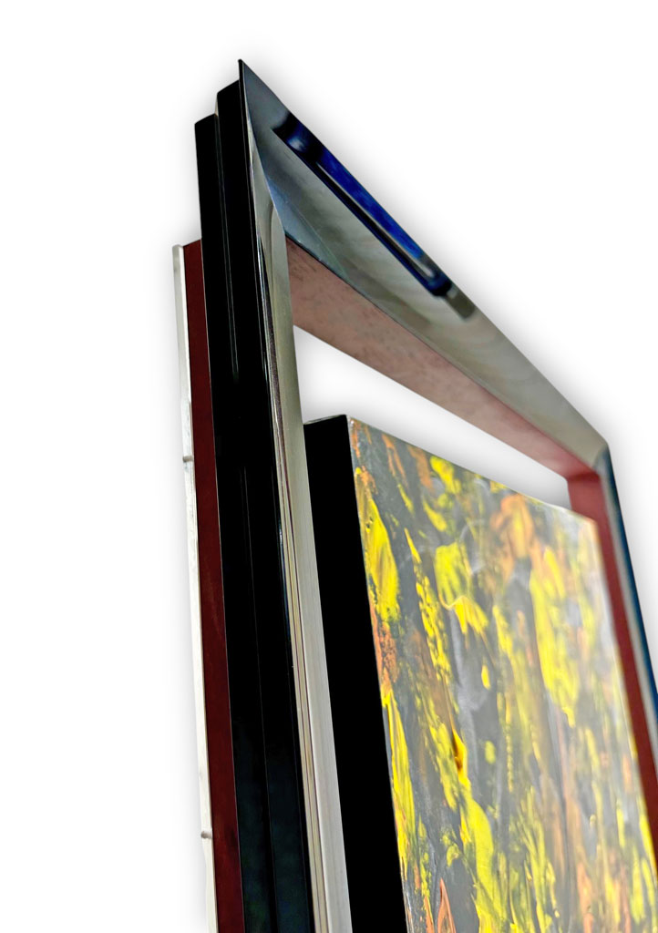  Alu Gondole Noir brillant filet rouge plexiglas transparent