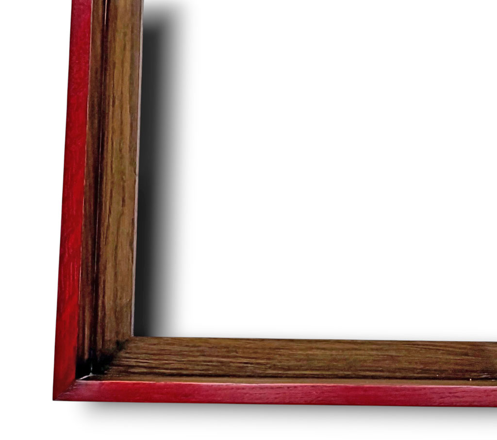 Caisse 45*45 Pente, Teinté chêne foncé pente oléo rouge