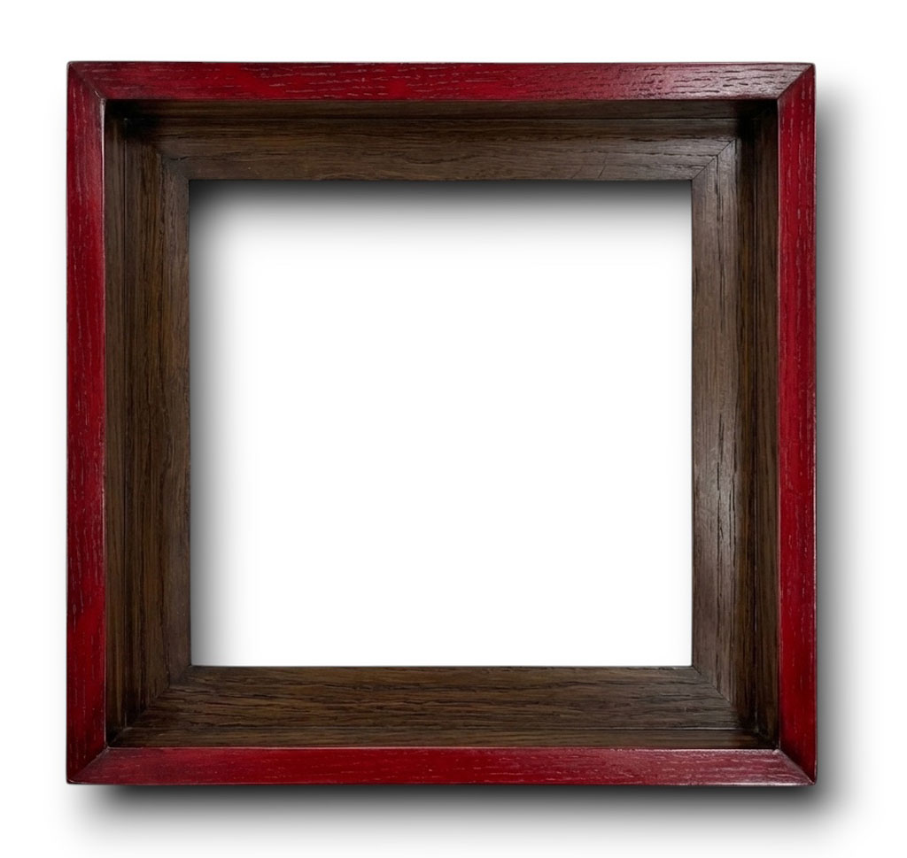 Caisse 45*45 Pente, Teinté chêne foncé pente oléo rouge