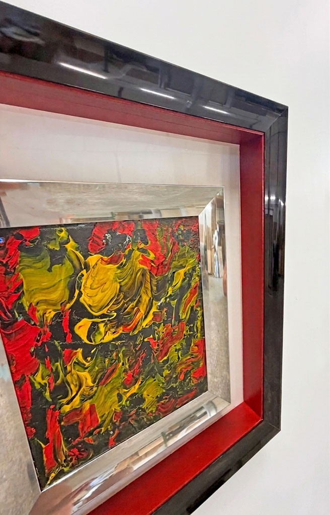  Alu Double mini gondole Noir rehausse rouge vif interieur argent