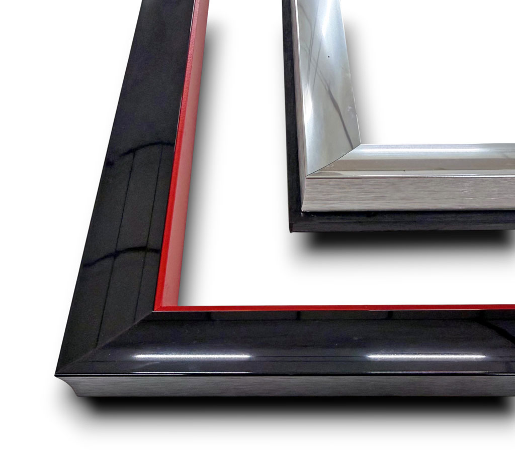  Alu Double mini gondole Noir rehausse rouge vif interieur argent