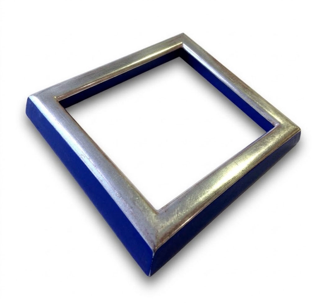 Méplat 15 Or blanc dos bleu pierre